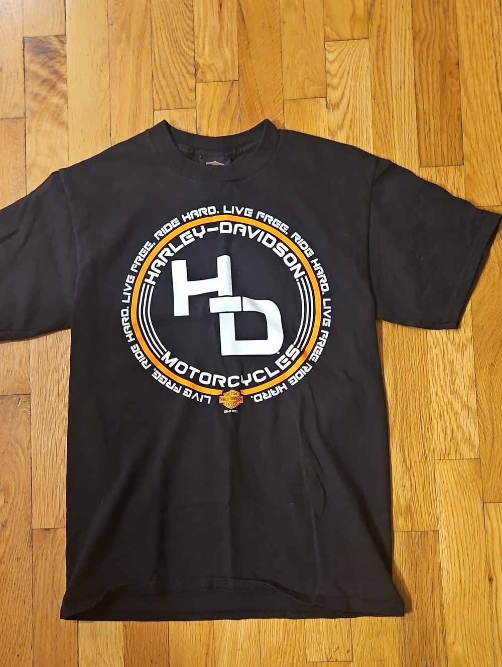 Harley-Davidson Black T-Shirt with White and Gold Logo